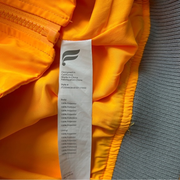 Fabletics Desert Sun Yellow Raincloud Grey Satin Bomber Jacket Size Large - Picture 11 of 16